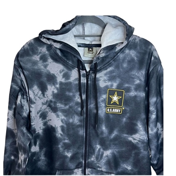U.S. Army Black and Gray Full Zip Front Hoodie Jacket NWT Size M - Picture 3 of 11